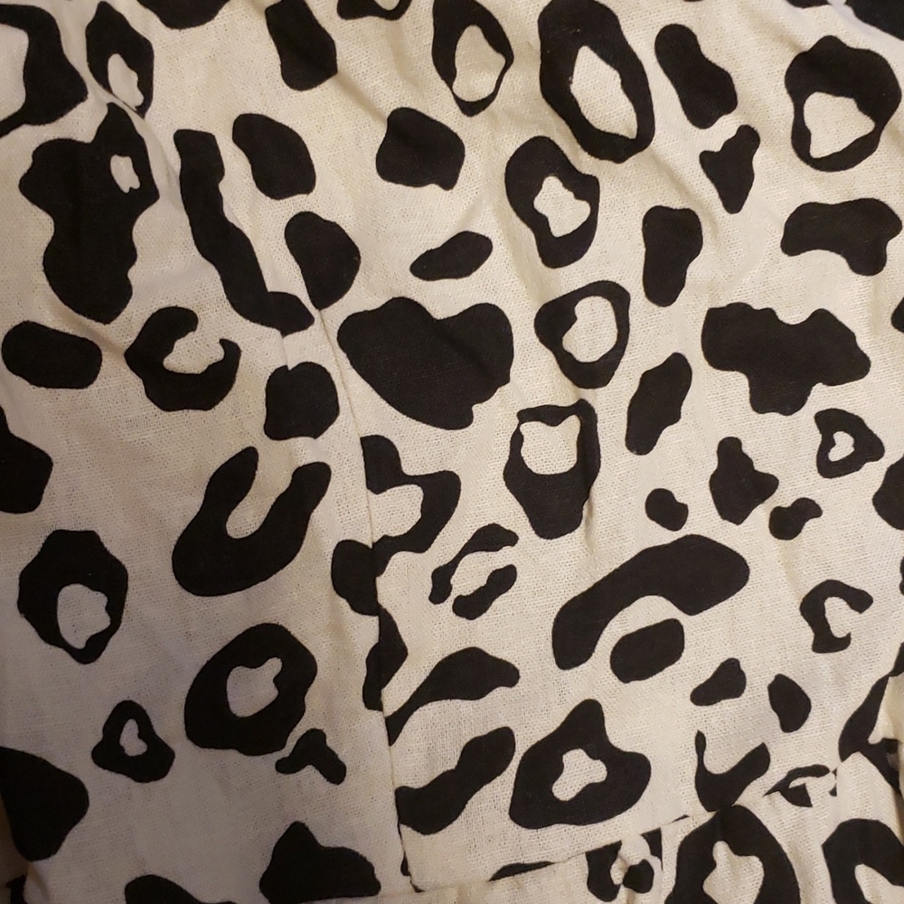 Cottagecore leopard print linen blend midi dress L - Picture 3 of 3